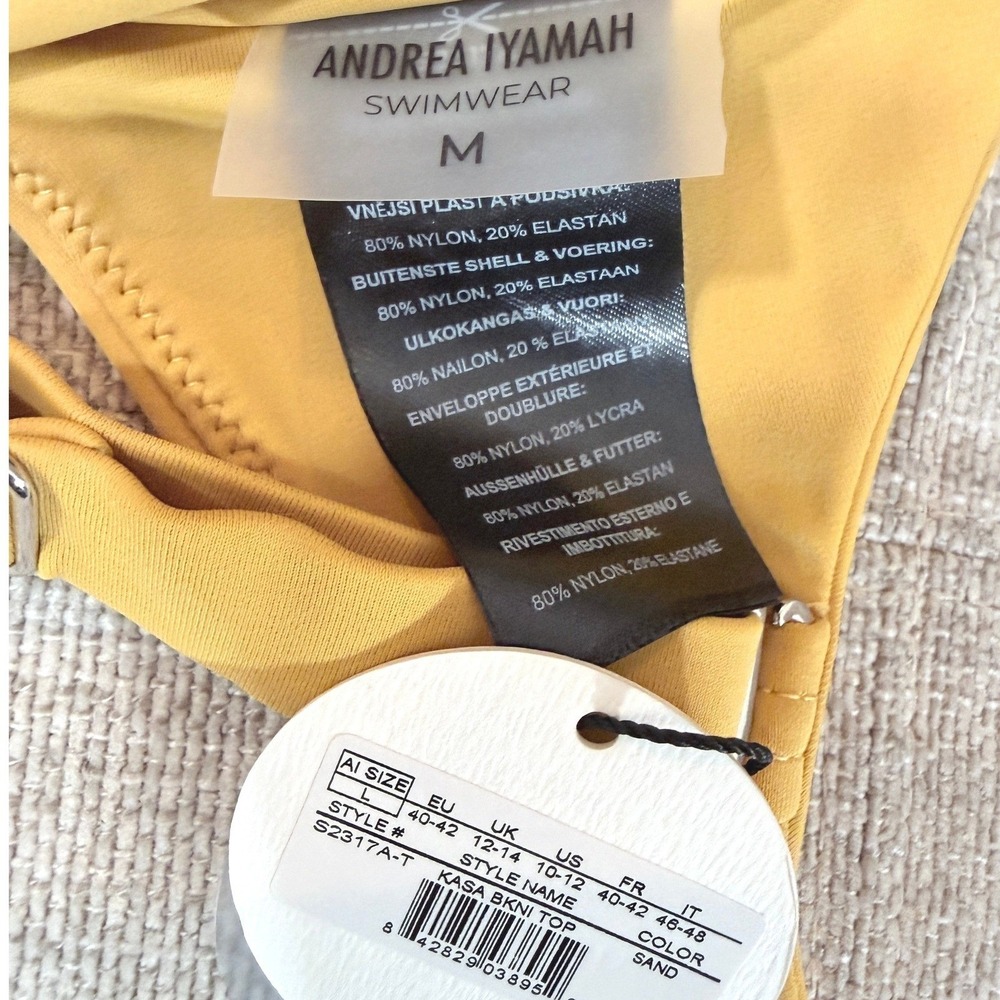 Andrea Iyamah Kasa Bikini Set Sand Yellow Underwire Top M High Waist Bottom M - Picture 9 of 13